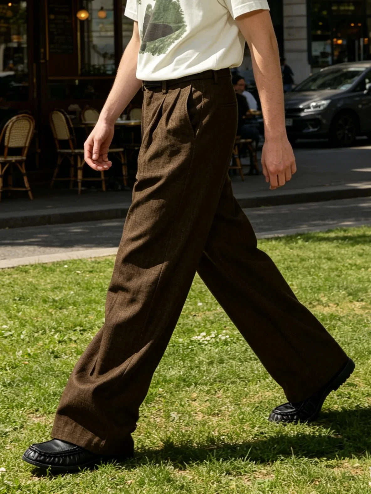 Men's Linen Wide Leg Dress Pants Casual Loose Fit Elastic Waist Lightweight Pleated Trousers Summer Beach Slacks Daily Wear