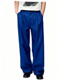 Men's Linen Wide Leg Dress Pants Casual Loose Fit Elastic Waist Lightweight Pleated Trousers Summer Beach Slacks Daily Wear