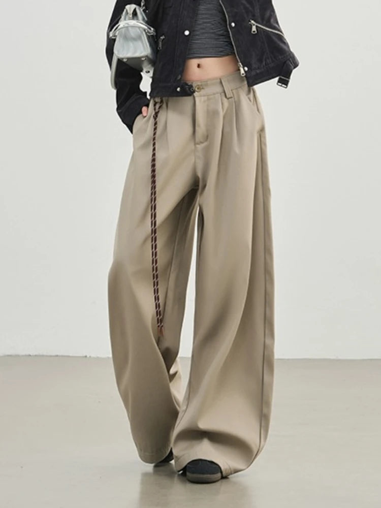Y2k Vintage Wide leg Pants Women Oversize Loose Baggy Suit Pants Streetwear Pleated Fashion Brand Straight Trousers